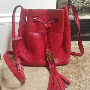 *SOLD* kate spade cherry red drawstring bucket bag